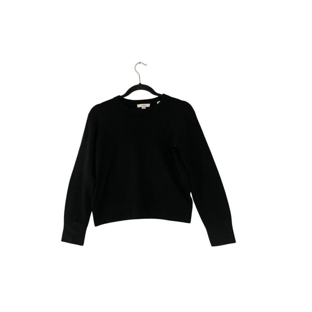 Vince Womens Sweater XS Black Crew Neck Pullover Cashmere Wool Knit Minimalist